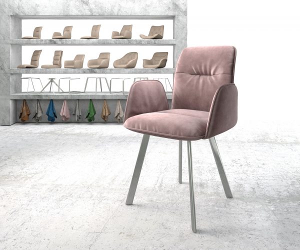 Křeslo Vinja-Flex Velvet Rosé 4-nohé oválné z nerezové oceli
