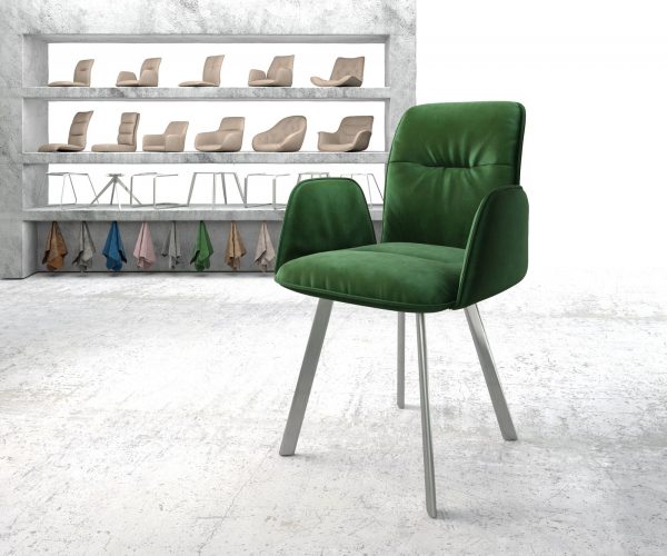 Křeslo Vinja-Flex Velvet Green 4-nohé oválné z nerezové oceli