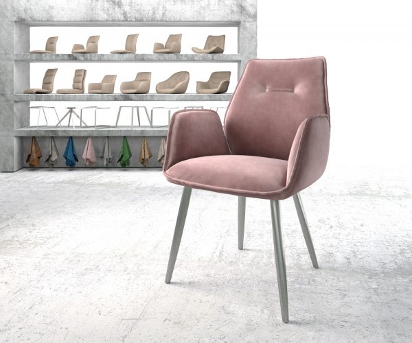 Křeslo Zoa-Flex Velvet Rosé 4-nohé kónické z nerezové oceli