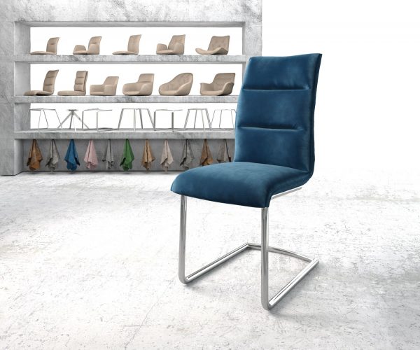 Houpací křeslo Xantus-Flex Velvet Blue Cantilever Round Chrome