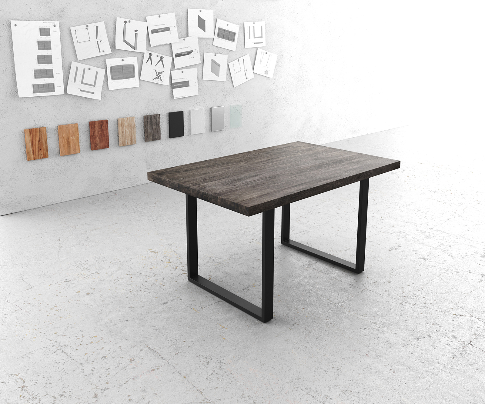 Jídelní stůl Edge 140x90 XL akácie platina kov černá