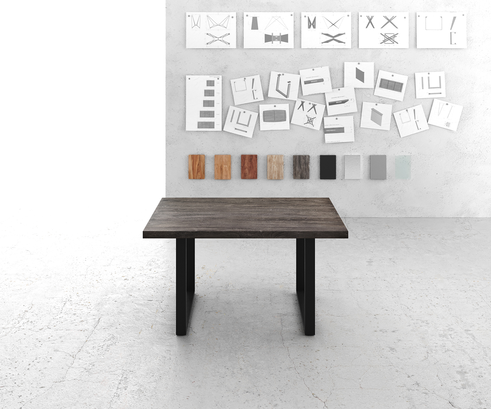 Jídelní stůl Edge 140x90 XL akácie platina kov černá - Image 2