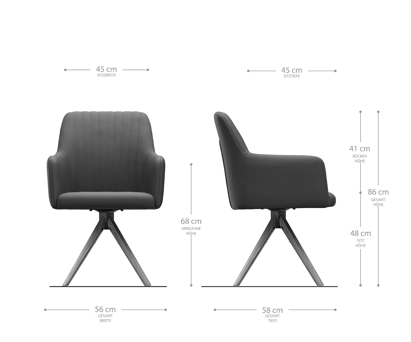 Otočná židle Greg-Flex Anthracite Textured Fabric Dřevěný rám Conical - Image 5