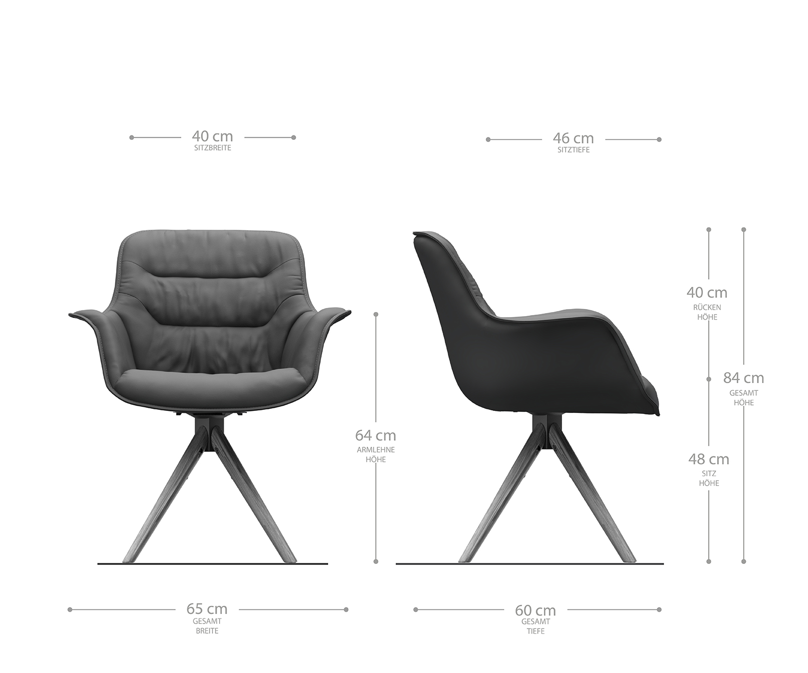 Otočná židle Kaira-Flex černá pravá kůže dřevěná podnož zaoblená otočná - Image 5