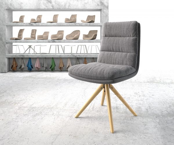 Otočná židle Abelia-Flex Texturovaná tkanina Světle šedá Dřevěný rám Kuželovitý 180° otočení