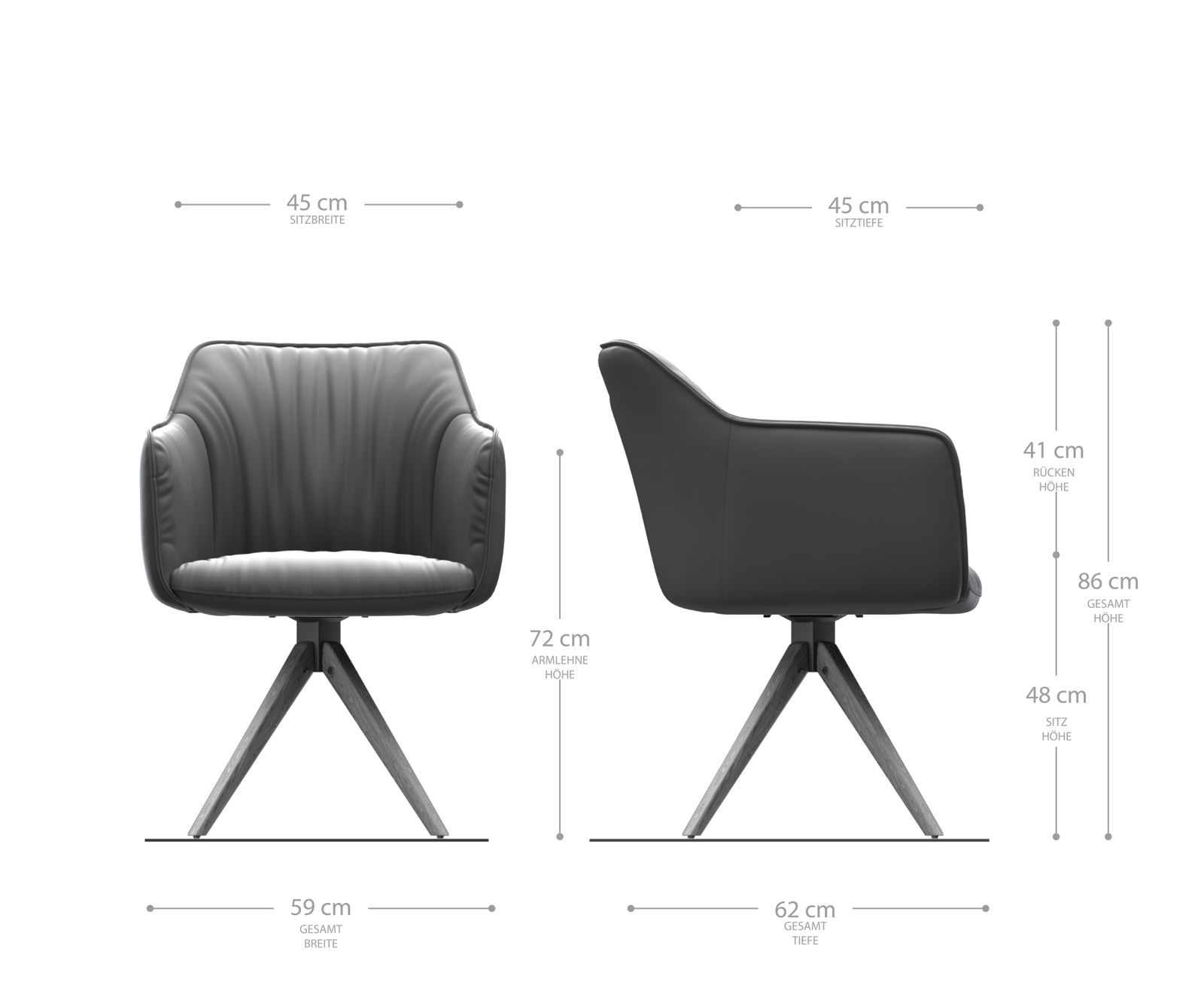 Otočná židle Elda-Flex Texturovaná tkanina Antracit Dřevěný rám úhlový 180° otočný - Image 5