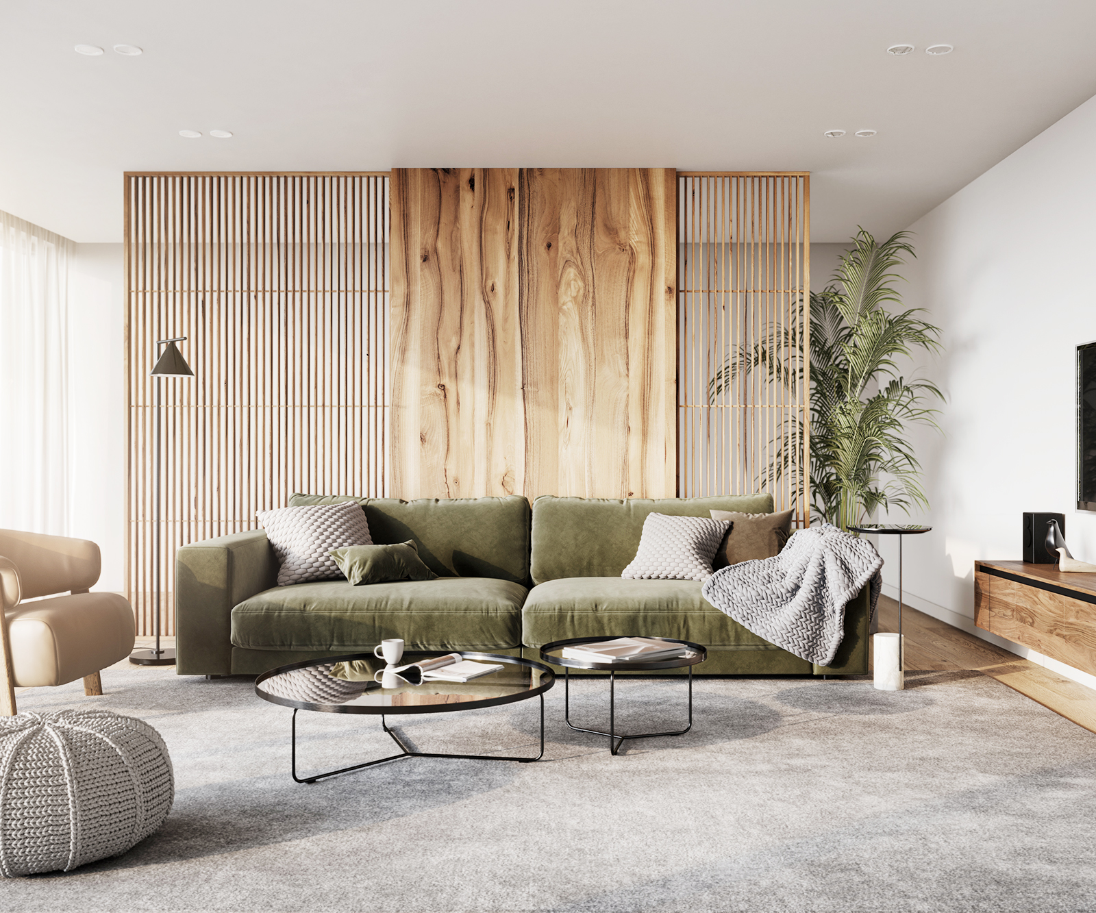 Velká pohovka Cubico 290x130 samet olivová