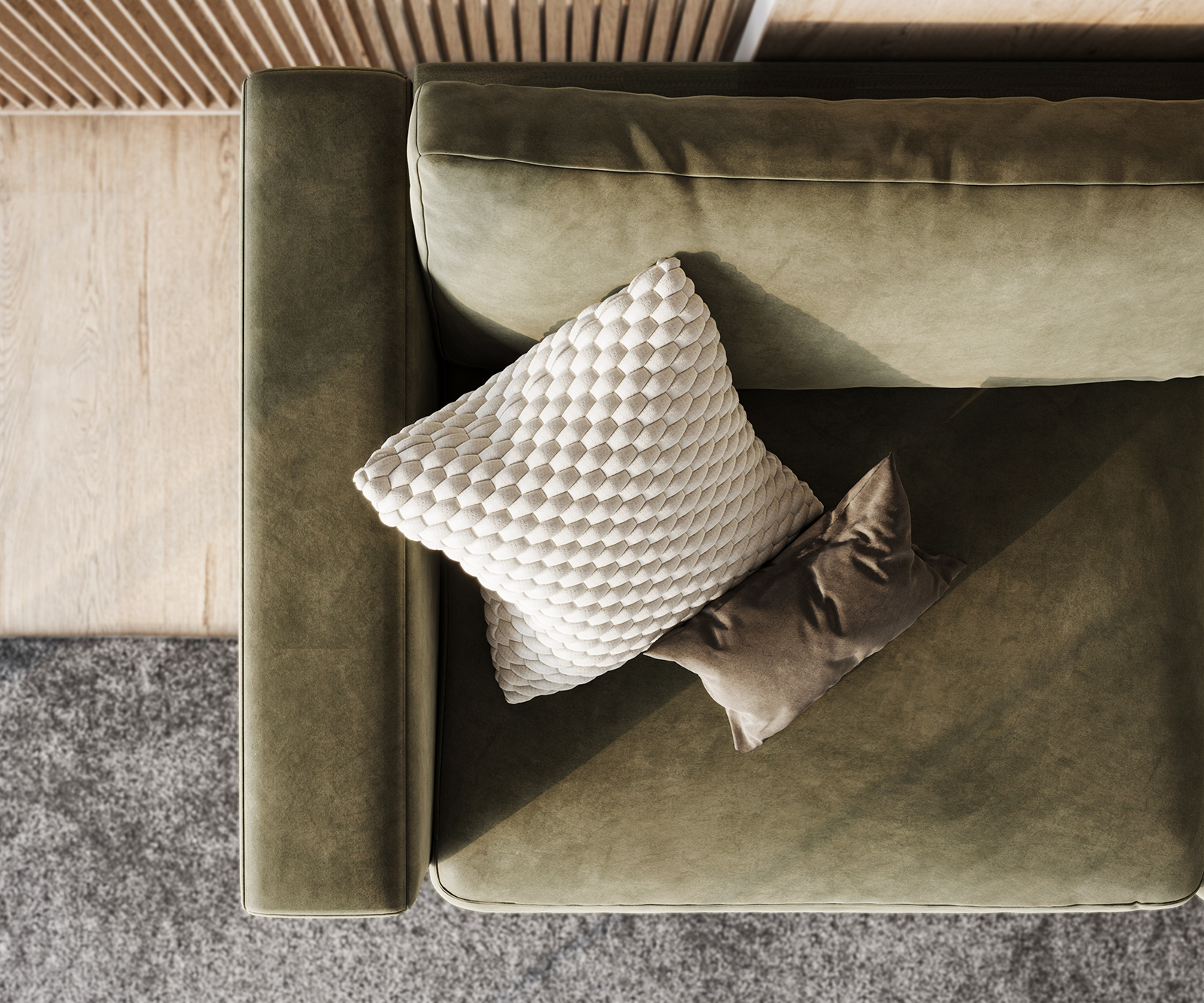 Velká pohovka Cubico 290x130 samet olivová - Image 5