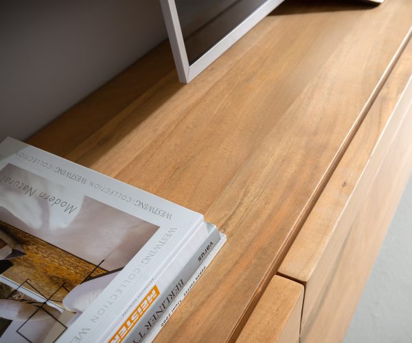 TV szekrény Kayu 200 cm akác természetes 4 ajtós V láb - Image 4