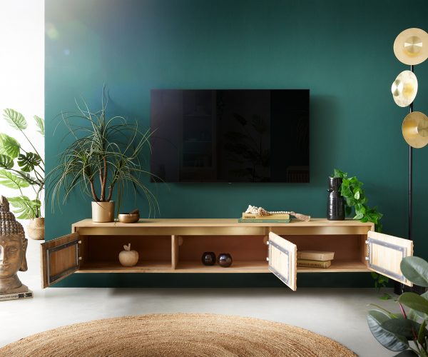 TV szekrény Budaya 175 cm mango természetes 3 ajtós lebegő - Image 4