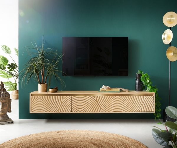 TV szekrény Budaya 175 cm mango természetes 3 ajtós lebegő - Image 2