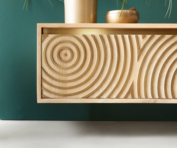 TV szekrény Budaya 220 cm mango természetes 4 ajtós lebegő - Image 8