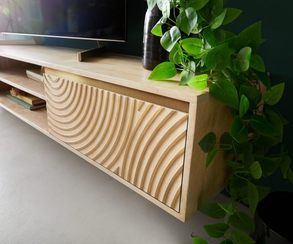 TV szekrény Budaya 200 cm mango természetes 2 ajtós lebegő - Image 4