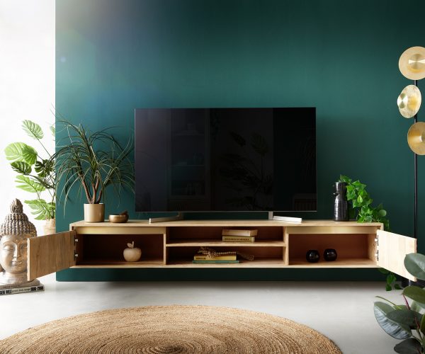 TV szekrény Budaya 200 cm mango természetes 2 ajtós lebegő - Image 3