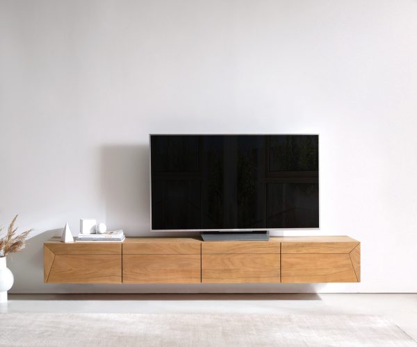 TV szekrény Kayu 220 cm akác természetes 4 ajtós lebegő - Image 2