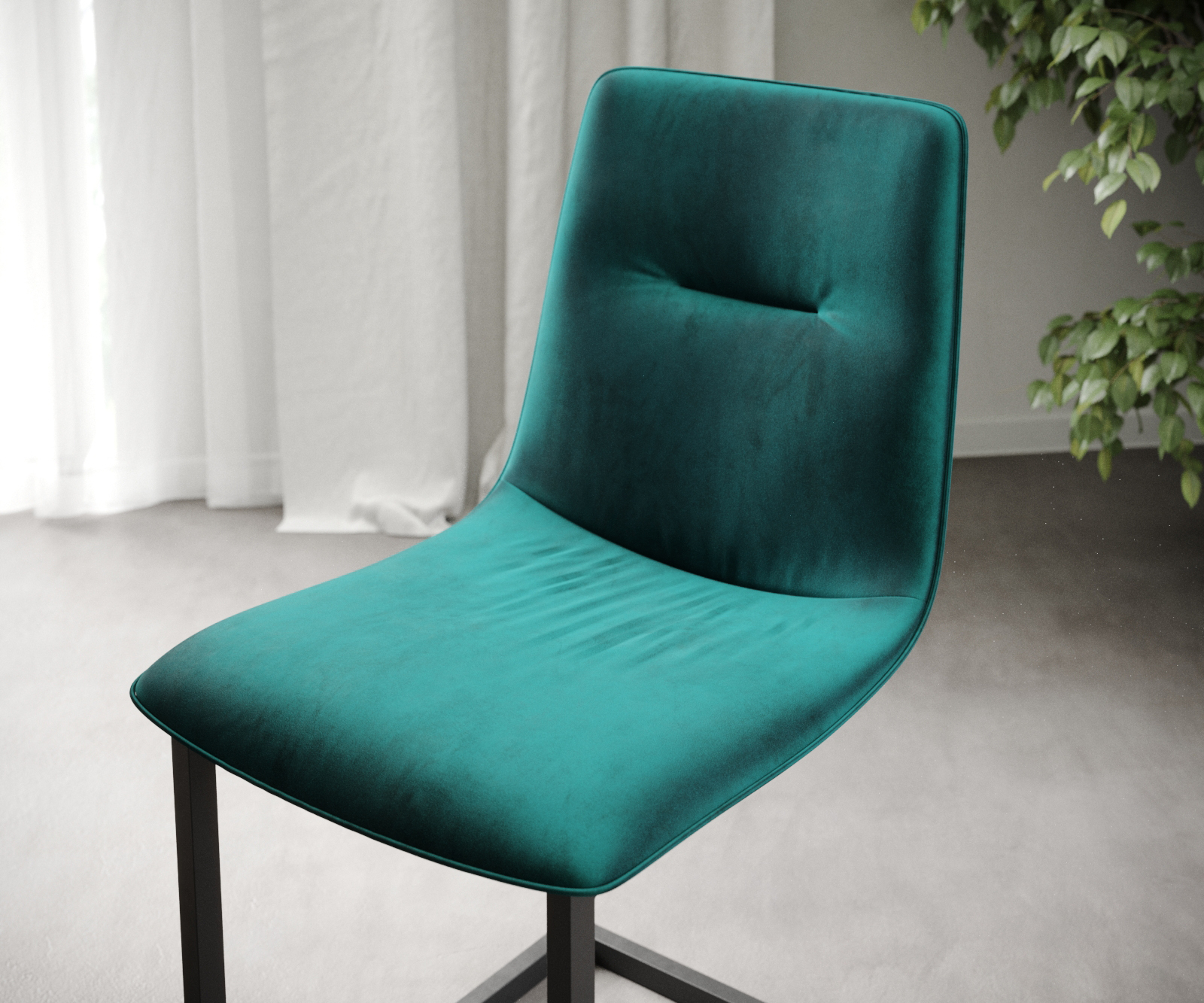 4 darab étkezőszék Pia-Adesso petróleumkék bársony étkezőszék - Image 4