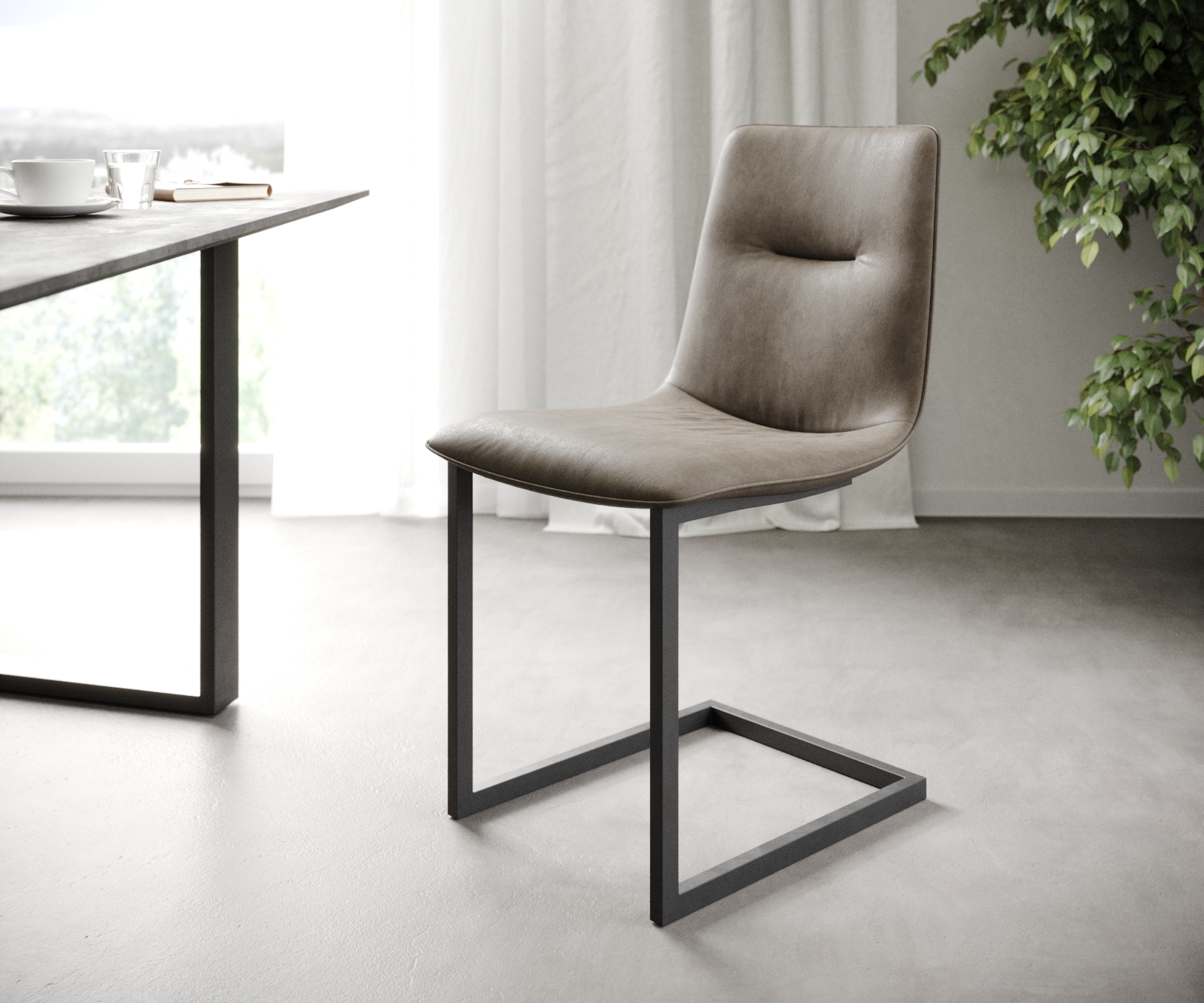 Sada 4 konzolových jídelních židlí Pia-Adesso Taupe Vintage