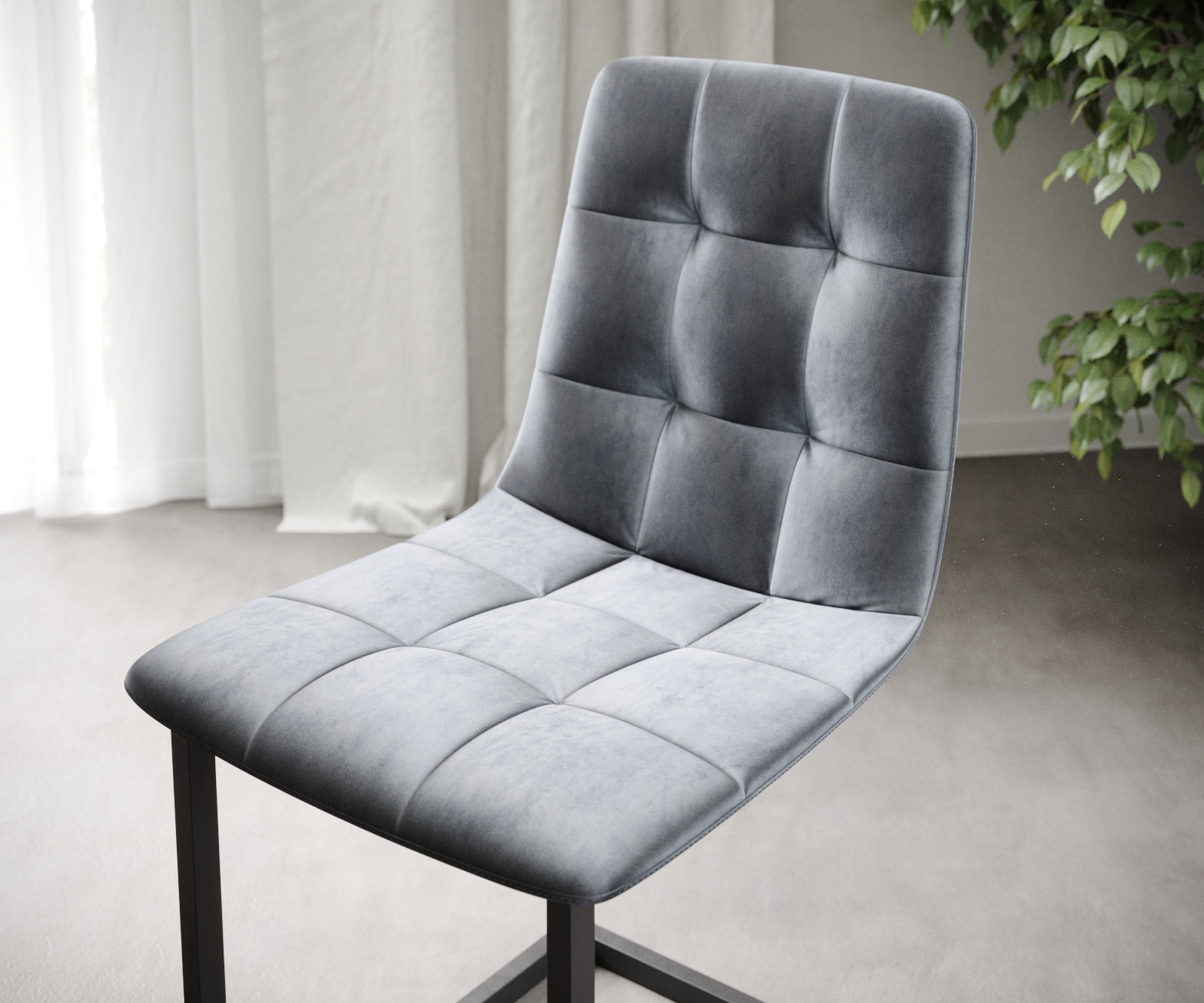 Sada 4 konzolových jídelních židlí Caro Adesso Grey Velvet - Image 4