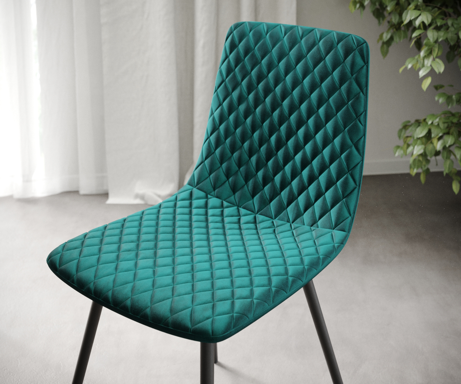 4 darab étkezőszék Novi-Adesso petróleumkék bársony 4 láb kúpos - Image 4