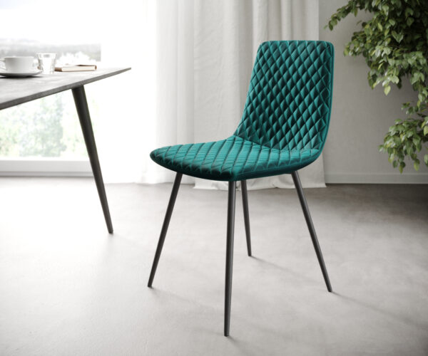 4 darab étkezőszék Novi-Adesso petróleumkék bársony 4 láb kúpos