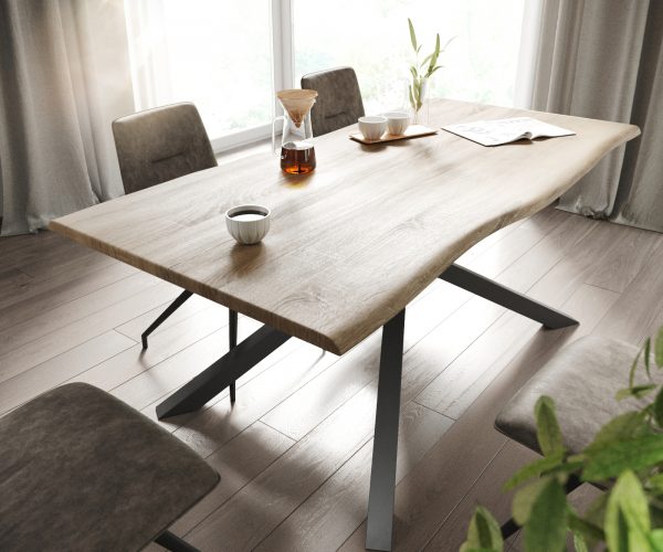 Jídelní stůl Adesso 180x90 vzhled dubu se středovou nohou černá