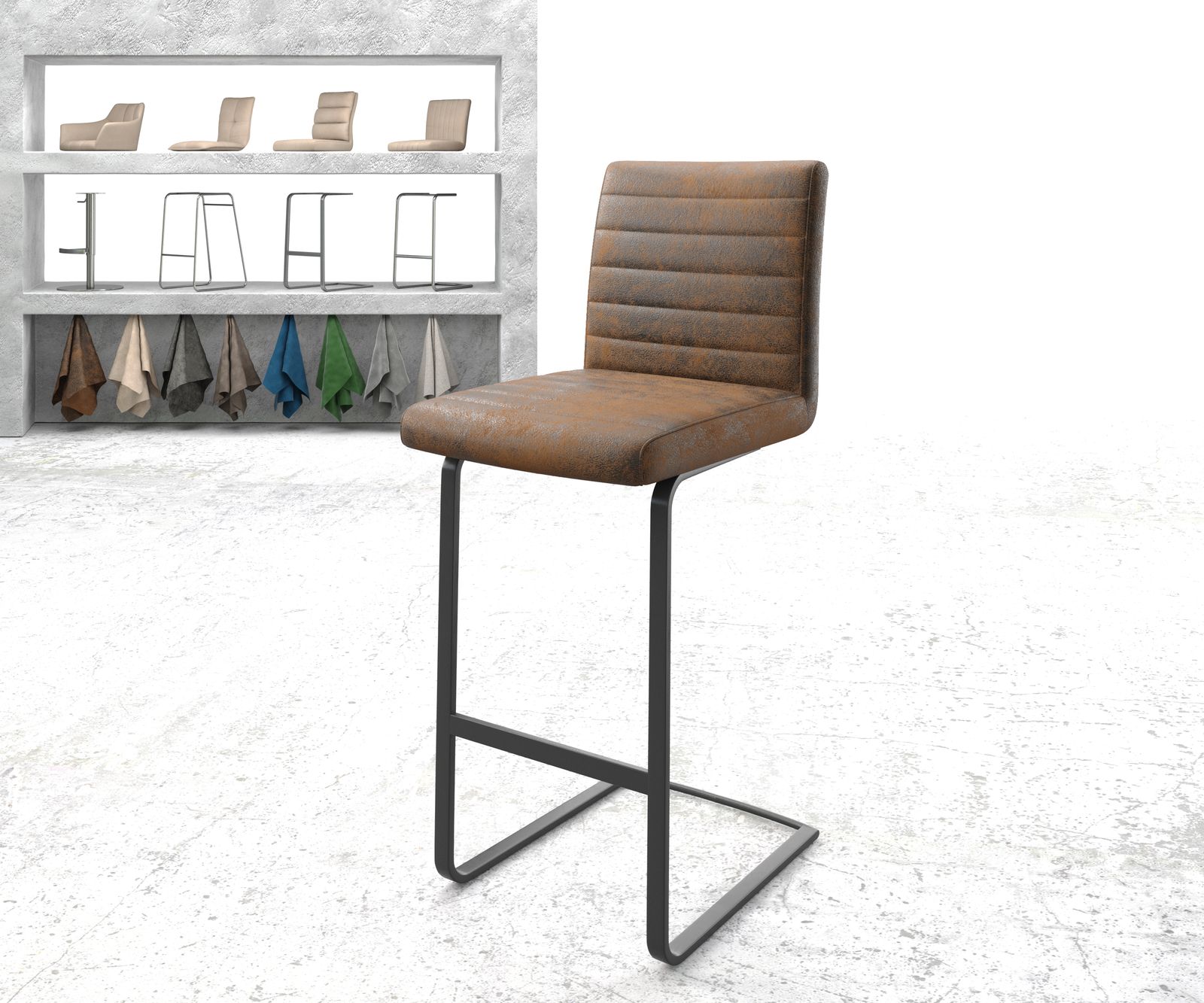 Barová židle Earnest-Flex Brown Vintage Cantilever Flat Metal