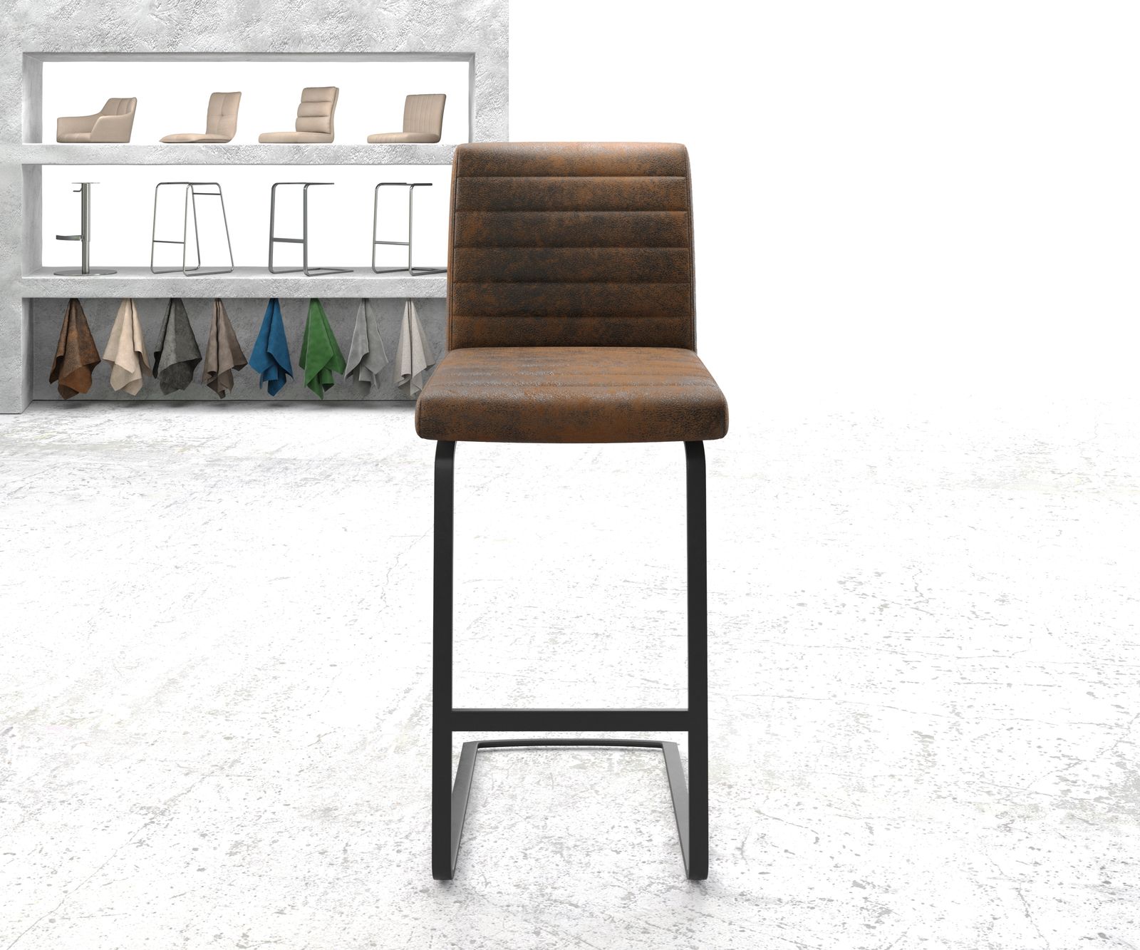 Barová židle Earnest-Flex Brown Vintage Cantilever Flat Metal - Image 2