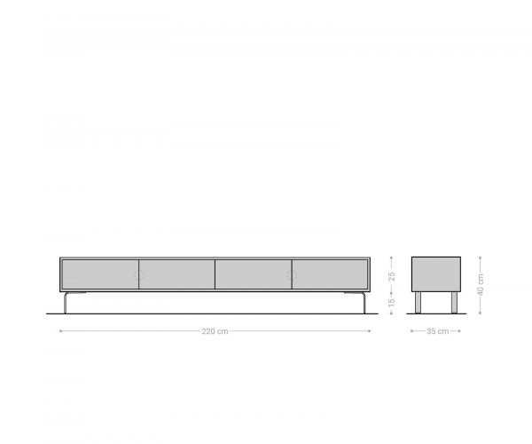 TV szekrény Fevo 220 cm akác természetes 4 ajtós L láb - Image 6