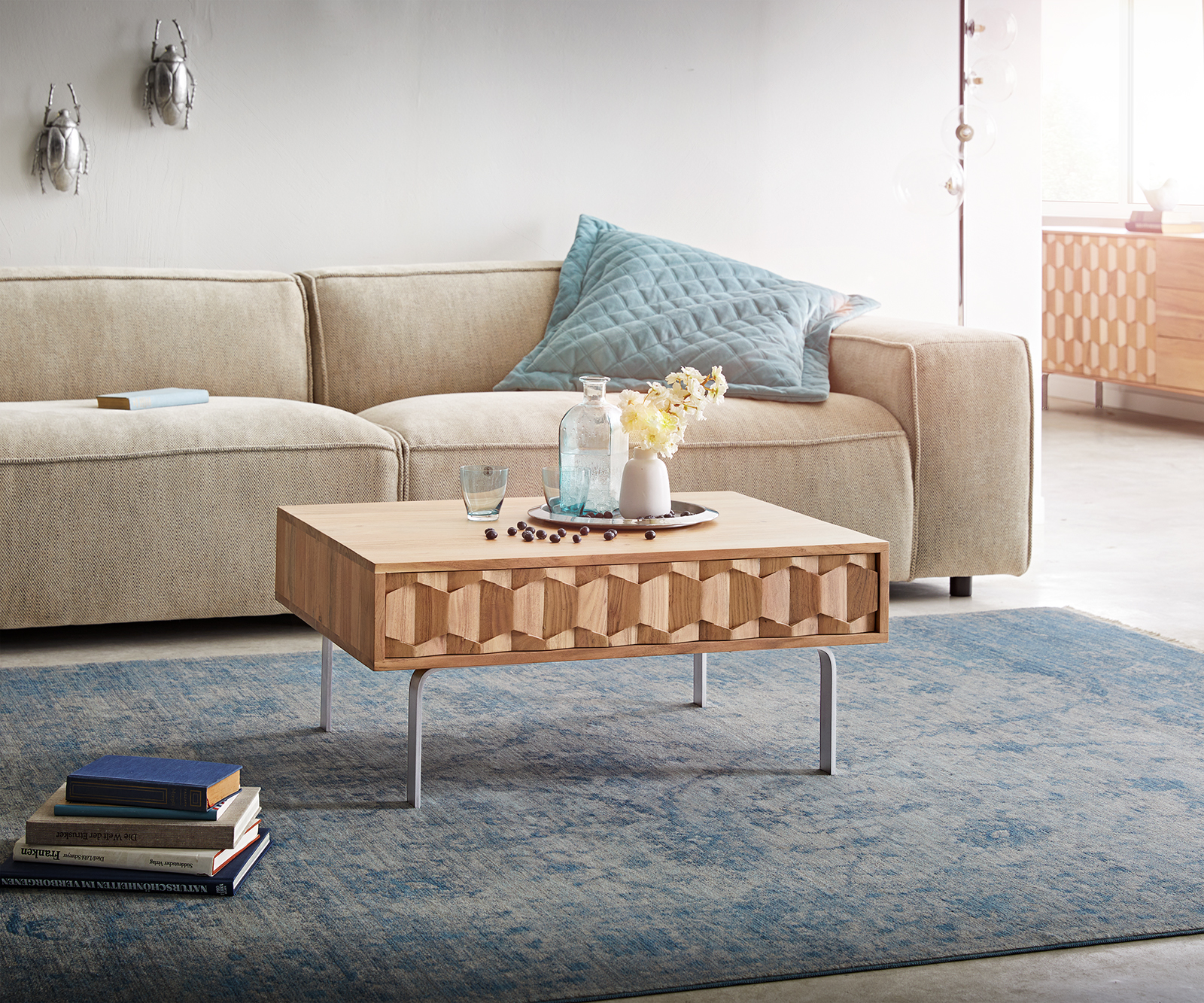 Konferenční stolek Fevo 80x60 cm Akácie Nature L-Foot