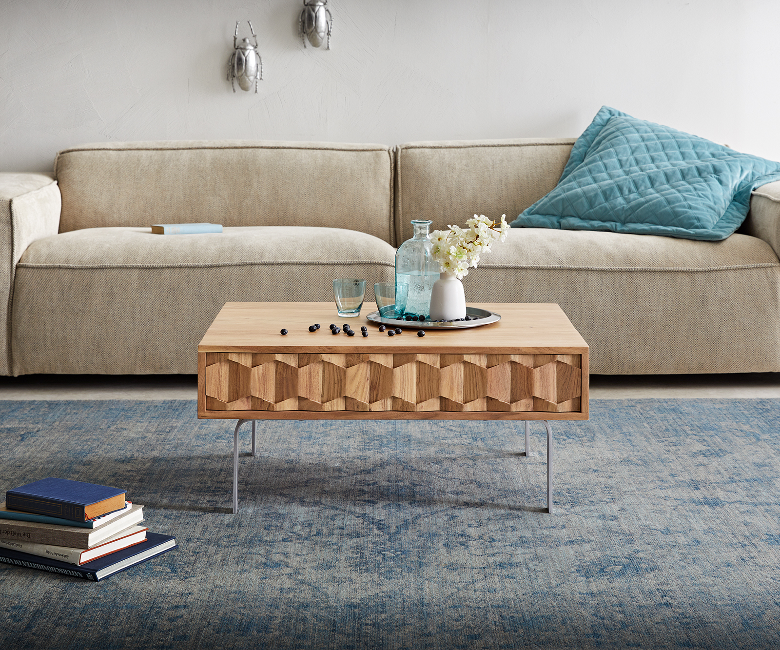 Konferenční stolek Fevo 80x60 cm Akácie Nature L-Foot - Image 2