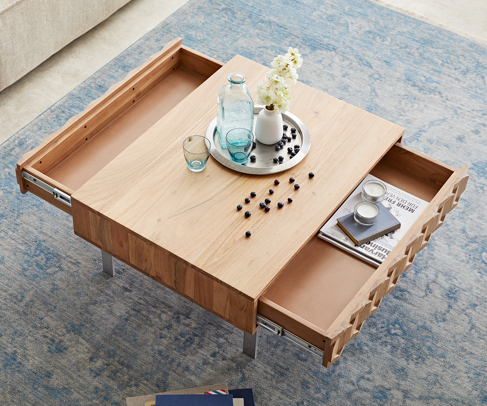 Konferenční stolek Fevo 80x60 cm Akácie Nature L-Foot - Image 5