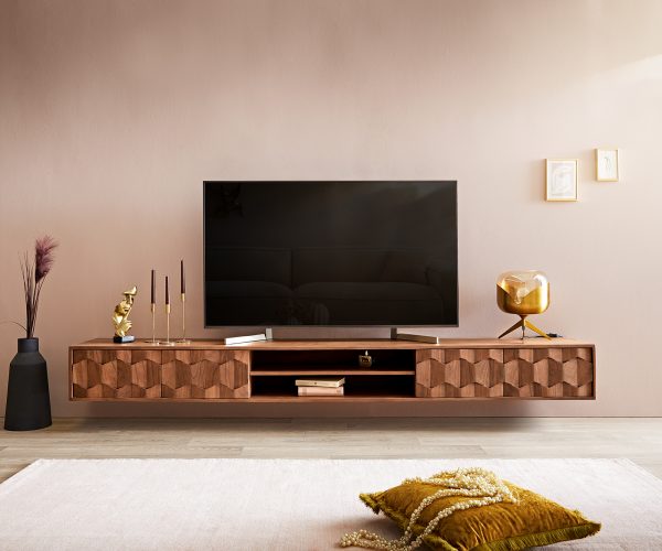 TV szekrény Fevo 240 cm akác barna 4 ajtós lebegő - Image 2