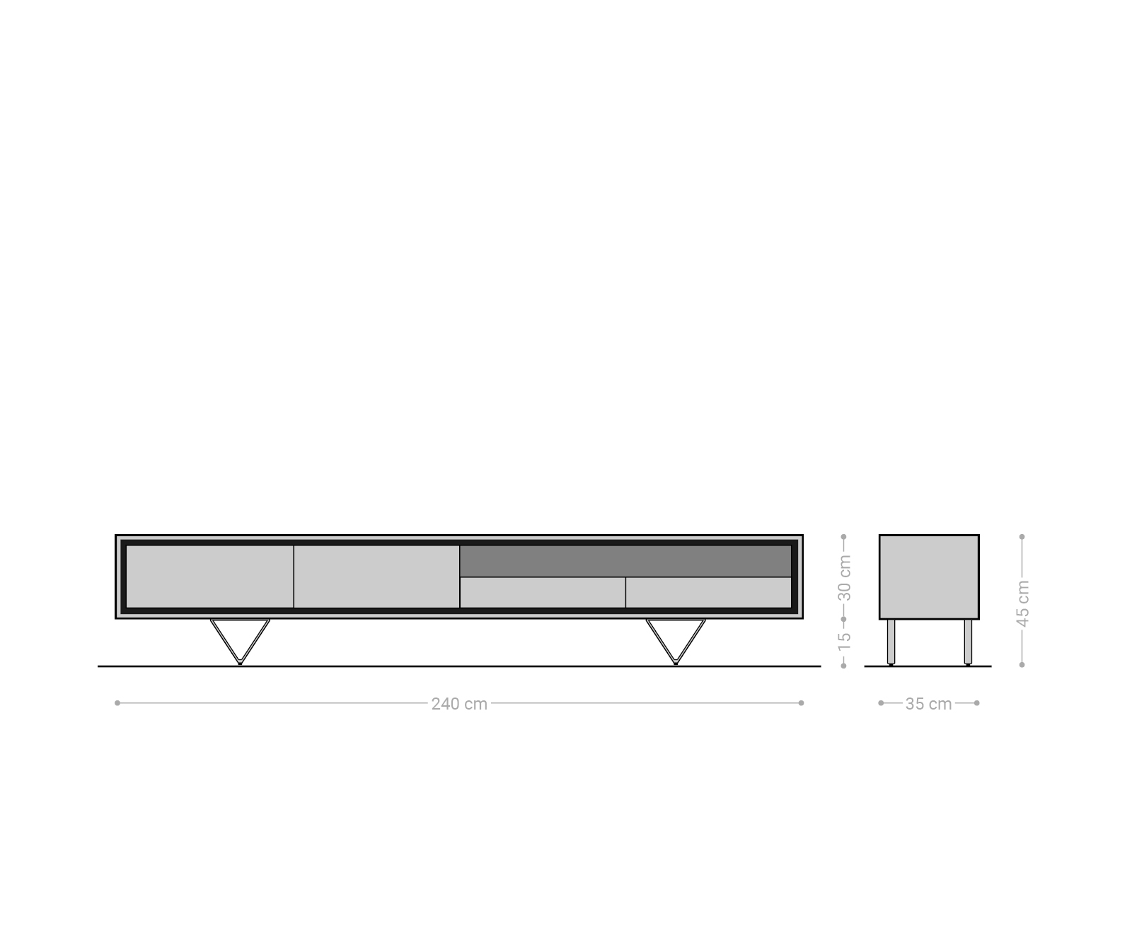 TV szekrény Stonegrace 240 cm akác természetes 2 ajtós 1 rekeszes 2 fiókos kőfurnér V láb - Image 7