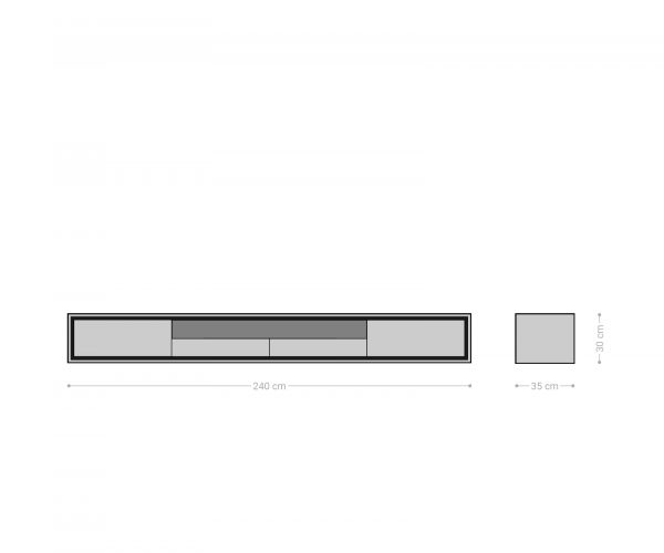 TV szekrény Stonegrace 240 cm akác természetes 2 ajtós 1 rekeszes 2 fiókos kőfurnéros lebegő - Image 7