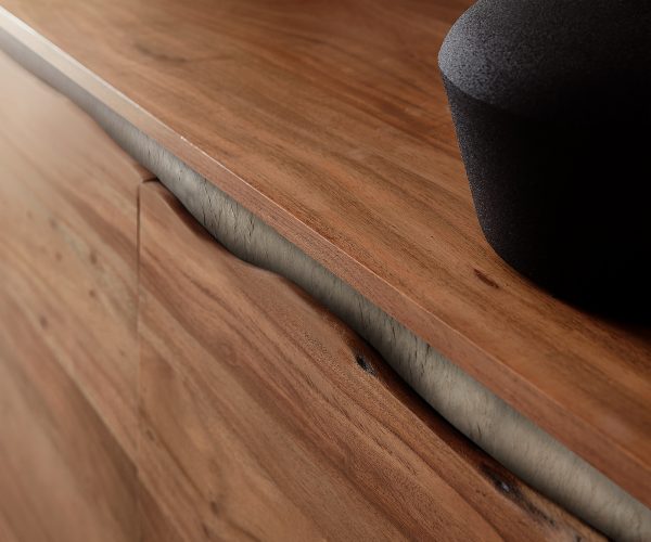 TV szekrény Stonegrace 220 cm akác barna természetes él 4 ajtós lebegő - Image 4