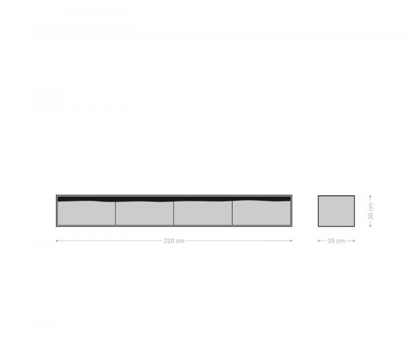 TV szekrény Stonegrace 220 cm akác barna természetes él 4 ajtós lebegő - Image 5