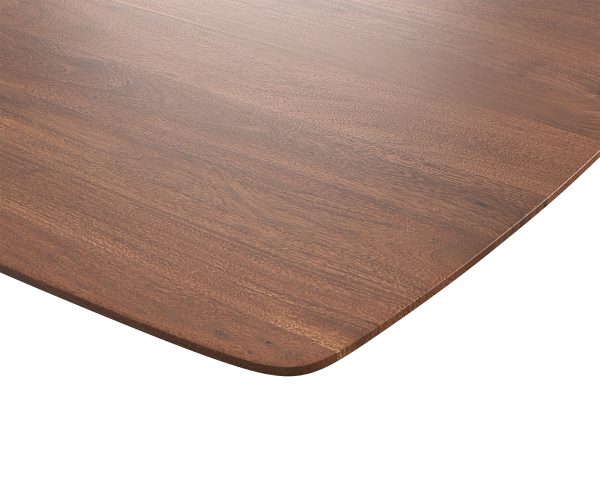 Jídelní stůl Edge zaoblená 160x90 akácie hnědá nerezová ocel široká švýcarská hrana - Image 5