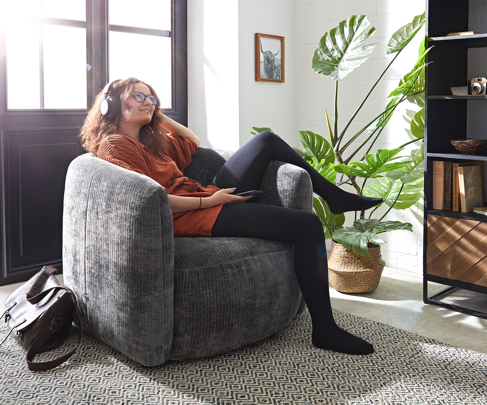 Koktejlové křeslo Caol 85x85 cm žinylka šedá - Image 5