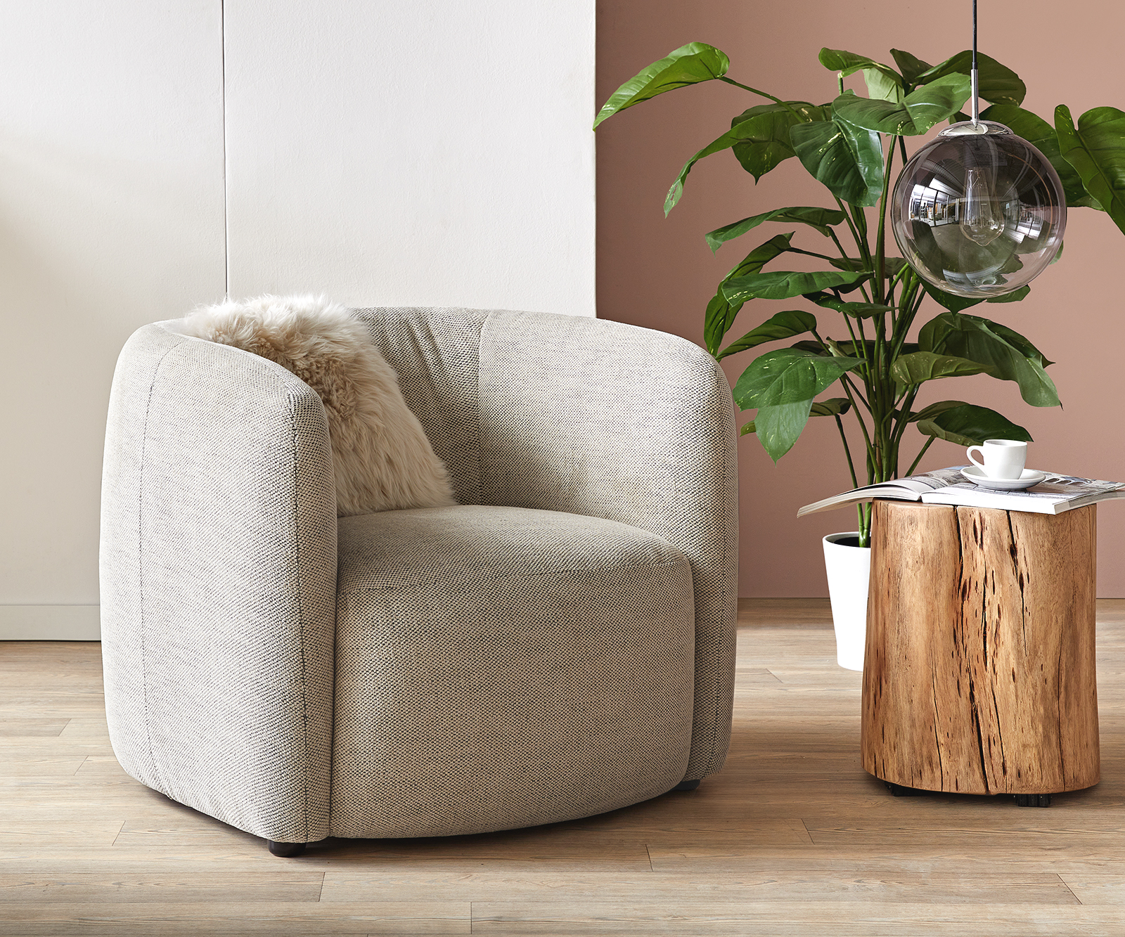 Koktélfotel Caol 85x85 cm senil bézs