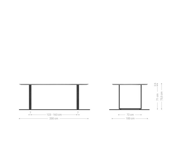 Étkezőasztal Edge hajóformájú 200x100 akác természetes fekete vékony lábazat svájci él - Image 6