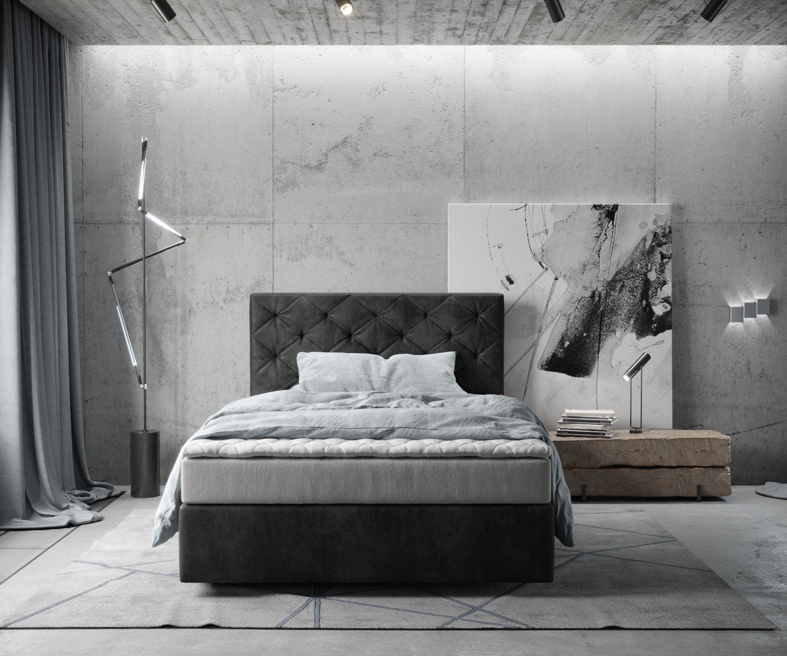 Boxspring ágy Dream-Great 120x200 cm mikroszálas antracit vintage matraccal és topperrel - Image 2