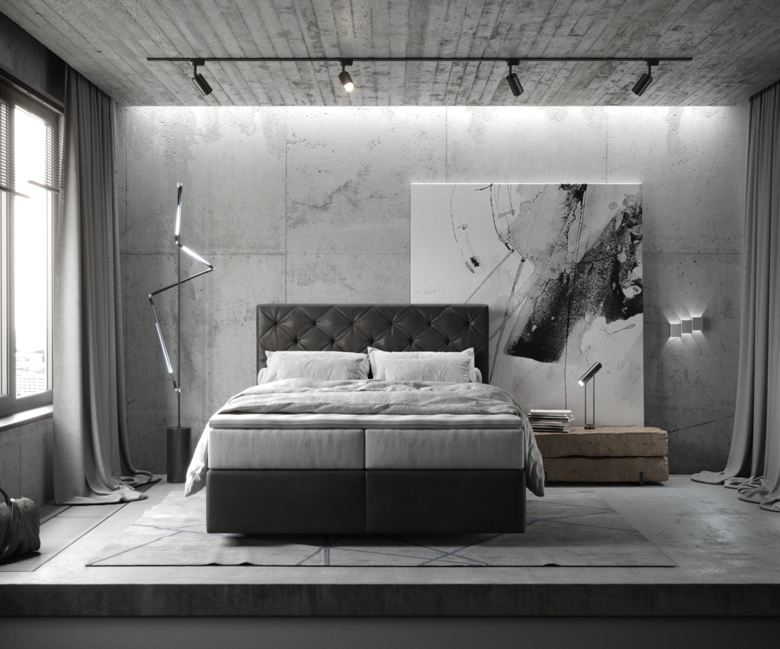 Boxspring ágy Dream-Great 140x200 cm mikroszálas antracit vintage zsákrugós matraccal és visco topperrel - Image 2