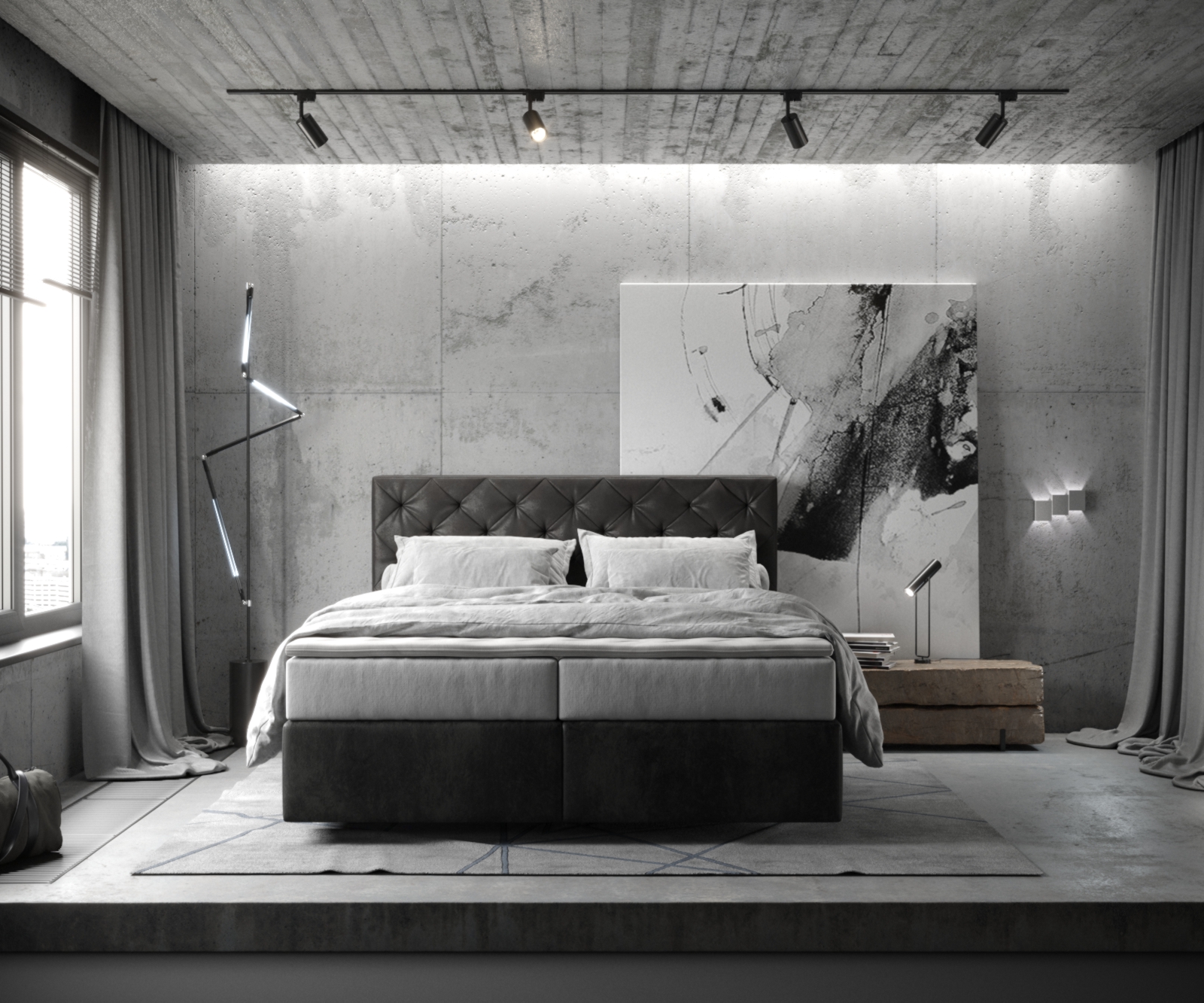 Boxspring ágy Dream-Great 160x200 cm mikroszálas antracit vintage zsákrugós matraccal és visco topperrel - Image 2