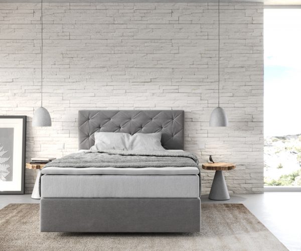 Boxspring ágy Dream-Great 120x200 cm mikroszálas szürke zsákrugós matraccal és viszko topperrel - Image 2