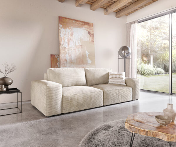 Nagy kanapé Lanzo L 260x110 cm kordbársony bézs