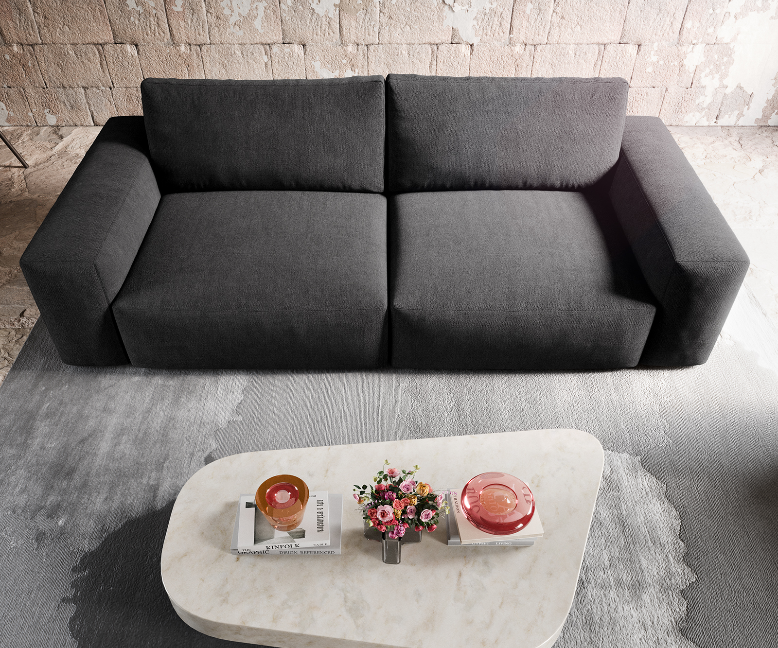 Velká pohovka Lanzo XL 270x125 cm mikrovlákno černá - Image 6