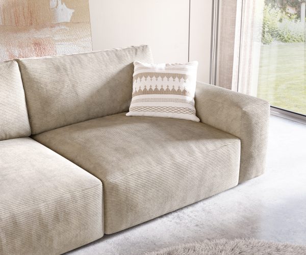 Nagy kanapé Lanzo XL 270x130 cm kordbársony bézs - Image 6