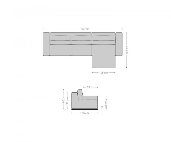 Sarokkanapé Lanzo L 360x160 cm kordbársony ezüstszürke variálható rekamié - Image 6