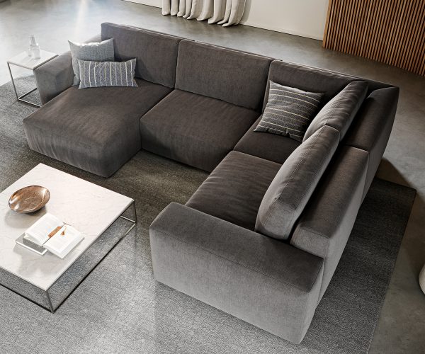 "U alakú kanapé Lanzo L 330x230 cm mikroszálas khaki barna rekamié változtatható" - Image 5
