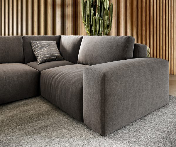 "U alakú kanapé Lanzo L 330x230 cm mikroszálas khaki barna rekamié változtatható" - Image 4